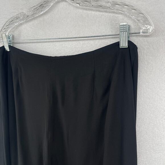 EILEEN FISHER Pants M Silk Georgette Crepe Trouser Wide Leg Ankle Side Zip Black - Picture 8 of 13